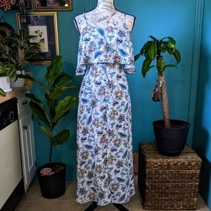 NWT Lush White Floral Ruffle Maxi Dress